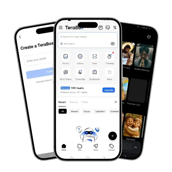 TeraBox for iOS Free 1TB Cloud Storage iPhone Mockup