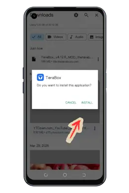 Terabox mod Apk Installmant on Android